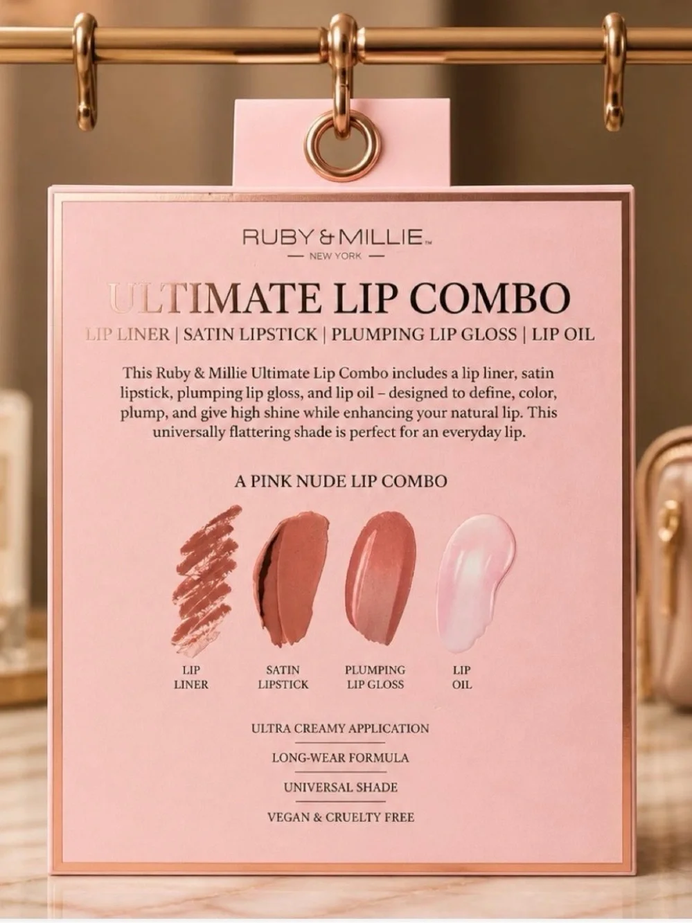 Ruby & Millie Ultimate Lip Combo Set Lip Liner Lipstick Gloss & Lip Oil New